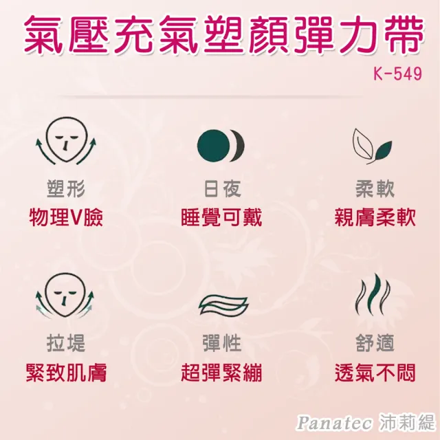 【PANATEC 沛莉緹】手動按壓式充氣氣壓塑顏彈力帶 拉提面罩 瘦臉V臉帶(K-549)