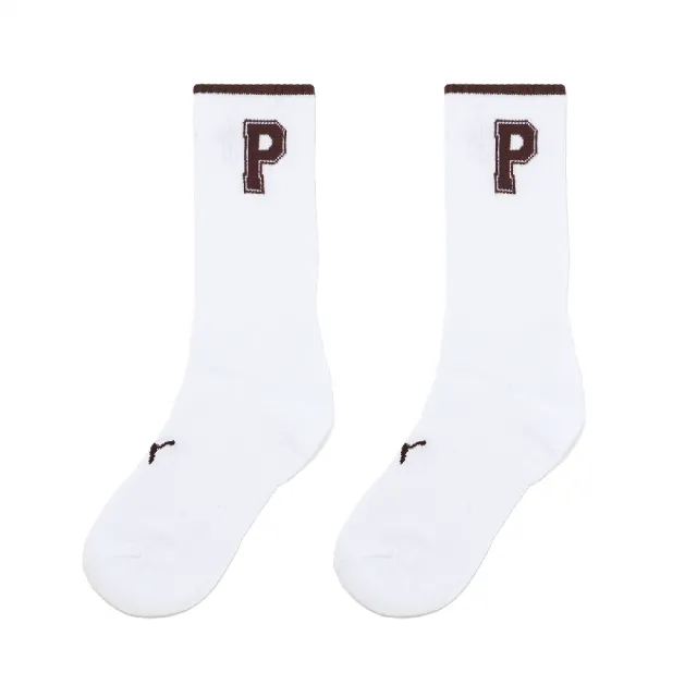 【PUMA】長襪 Fashion Crew Socks 白 棕 中筒襪 休閒襪 襪子(BB1468-05)