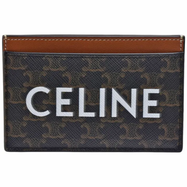 【CELINE】經典品牌字母LOGO印花帆布萬用卡夾(黃褐色10B702CLY.04LU)