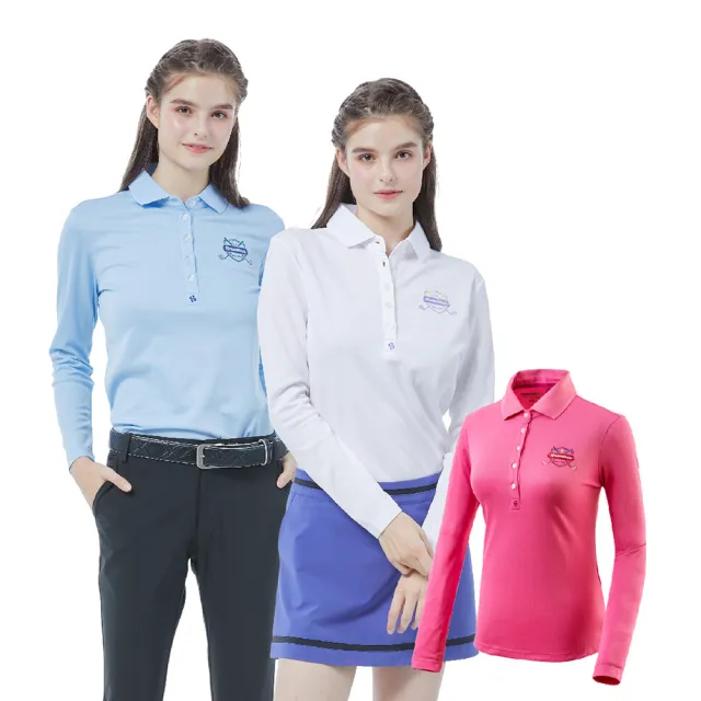 【Snowbee 司諾比】女款素雅吸濕排汗長袖修身polo衫(女款高爾夫球衫 球衣 跑步 登山 戶外運動防風 防曬)