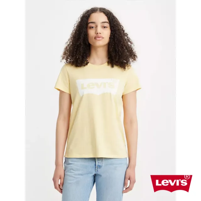 【LEVIS 官方旗艦】女款 重磅短袖T恤 / 修身版型 / 經典Logo / 210GSM厚棉 鵝黃 熱賣單品 A2806-0002