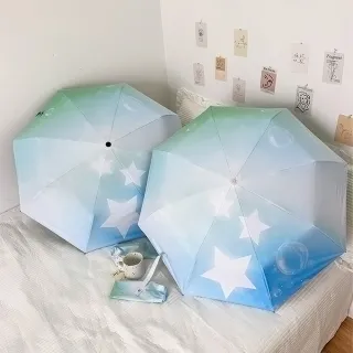 【KISSDIAMOND】漸變北極星晴雨兩用黑膠自動傘(KDU-085)