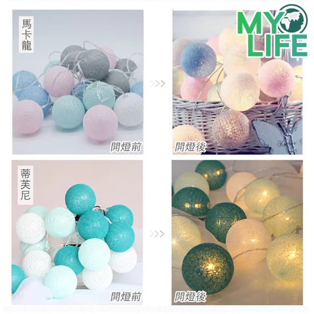 【MY LIFE 漫遊生活】● 溫馨浪漫LED裝飾棉線球燈-20球(聖誕生日節慶布置/售完不補)