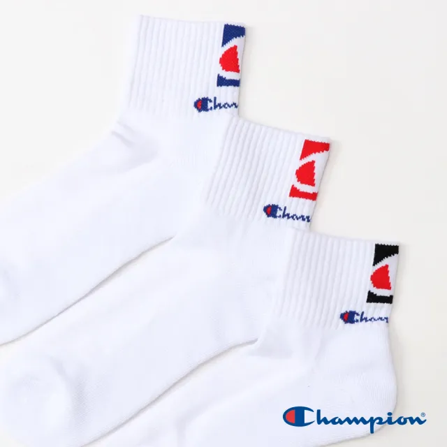 【Champion】官方直營-經典大C x 草寫LOGO短襪3入(白色)