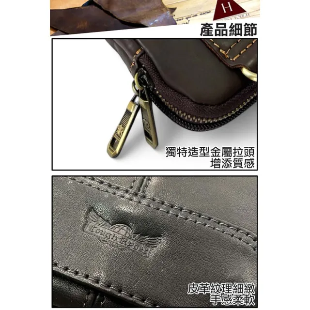 【H-CT】雙11 皮革拉鍊真皮斜背手機腰包(真皮包包 腰間包 側背包 手機包 斜背包/TR6625)