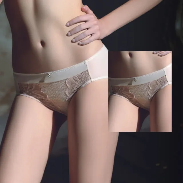 【LADY】闇夜天使系列 蕾絲中腰三角褲(亮金膚)