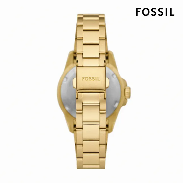 【FOSSIL 官方旗艦館】Fossil Blue Dive 潮流知性晶鑽女錶 金色不鏽鋼鍊帶指針手錶 36MM ES5350