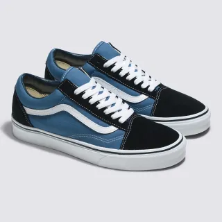 【VANS 官方旗艦】Old Skool 男女款海軍藍色滑板鞋/休閒鞋/帆布