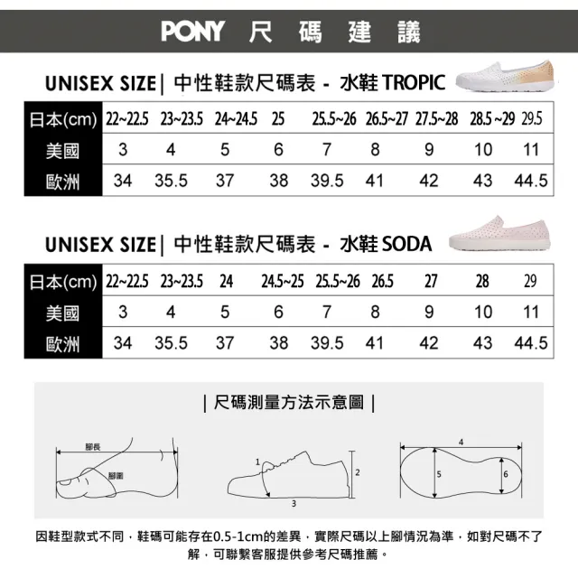 【PONY】男女 防水 拖鞋 時尚水鞋 洞洞鞋 雨鞋-多款任選(TROPIC. SODA水鞋)