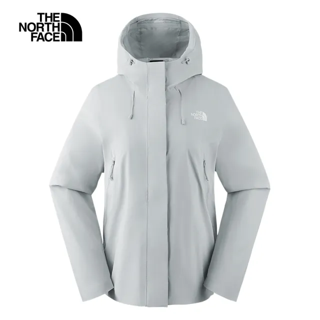 【The North Face 官方旗艦】北面女款灰色DWR防潑水連帽外套｜89Y2A0M