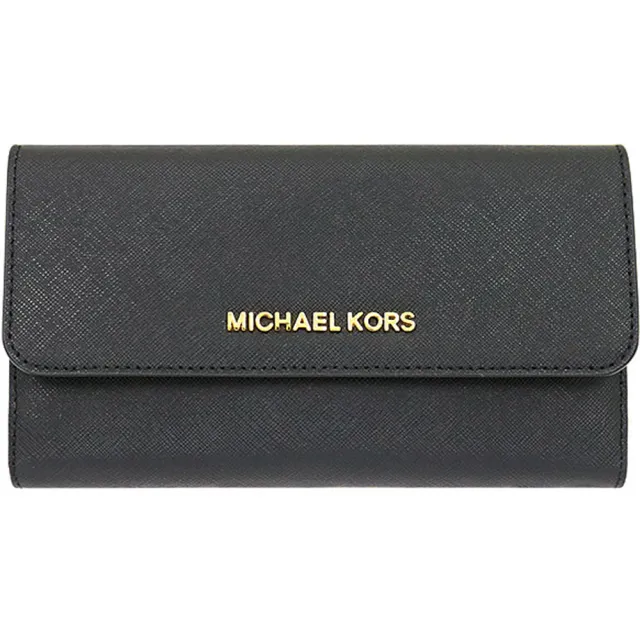 【Michael Kors】防刮皮革/PVC釦式後拉鍊三折中長夾(6色)