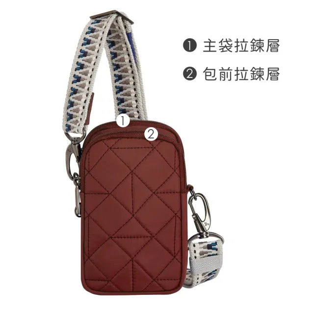 【Travelon】美國 Boho雙層防盜斜背小包 格紋紅 / 側背包 斜肩包 手機包 防搶包 防盜包 送禮 男 女