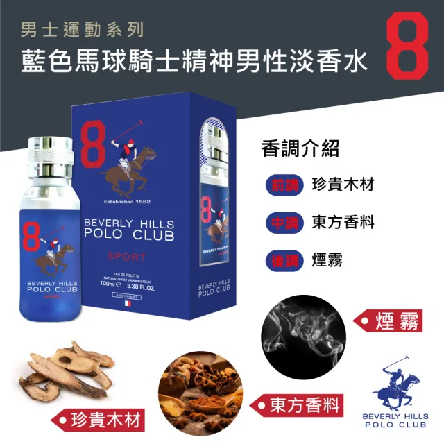【B.H.POLO】比佛利保羅 藍色馬球騎士精神男性淡香水100ml(專櫃公司貨)