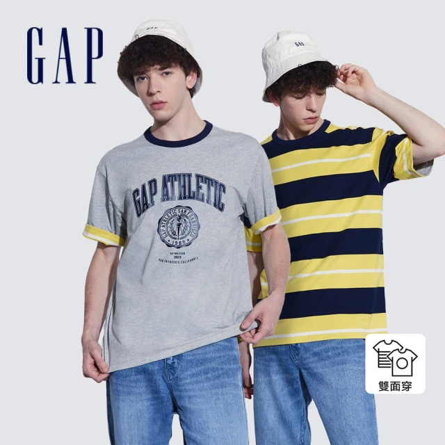 GAP 女裝 Logo短版翻領短袖襯衫-白色(873201)