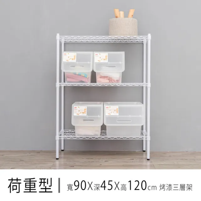 【dayneeds 日需百備】荷重型 90x45x120公分烤漆三層架(鐵力士架/收納層架/層架/鐵架)