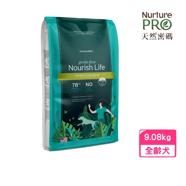 【NurturePRO 天然密碼】即期品-無穀雞肉和火雞肉全齡犬配方 20lb/9.08kg（效期:2025/01）