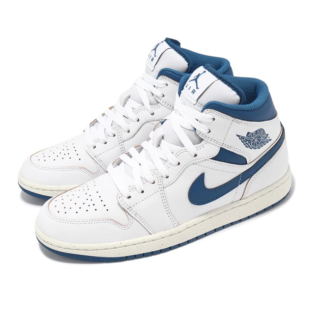 NIKE 耐吉NIKE 耐吉 休閒鞋 Air Jordan 1 Mid SE Industrial Blue 男鞋 白 藍 AJ1(FN5215-141)