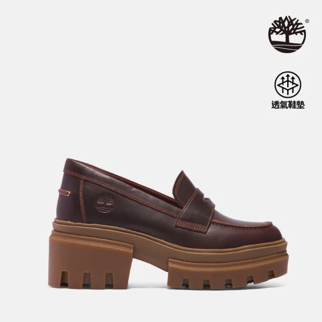 【Timberland】女款深棕色皮革休閒樂福鞋(A5P1UW01)