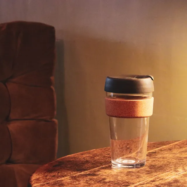 【KeepCup】軟木隨行杯 454ml - 鎧甲銀(強化玻璃製成、耐熱、耐震度高)