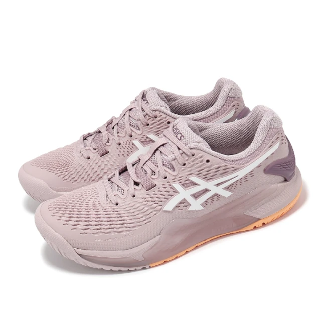 asics 亞瑟士 網球鞋 GEL-Resolution 9 D 女鞋 寬楦 藕色 美網配色 緩衝 運動鞋 亞瑟士(1042A226701)