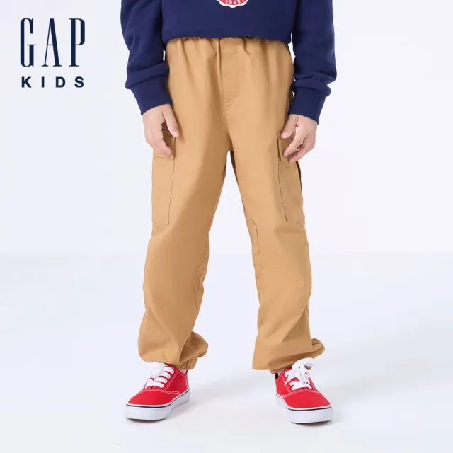 【GAP】男童裝 Logo束口鬆緊工裝褲-卡其色(642921)