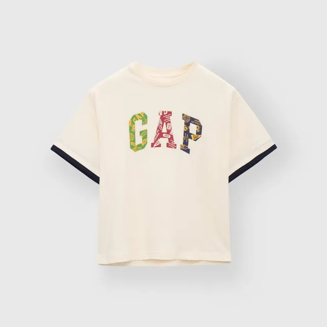 【GAP】男童裝 Logo純棉印花圓領短袖T恤-象牙白(642272)