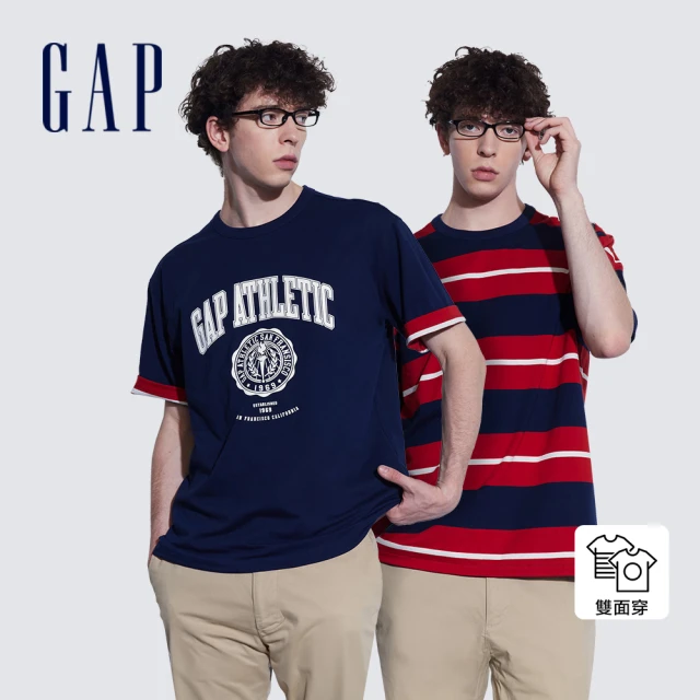 GAP 女裝 Logo短版翻領短袖襯衫-白色(873201)