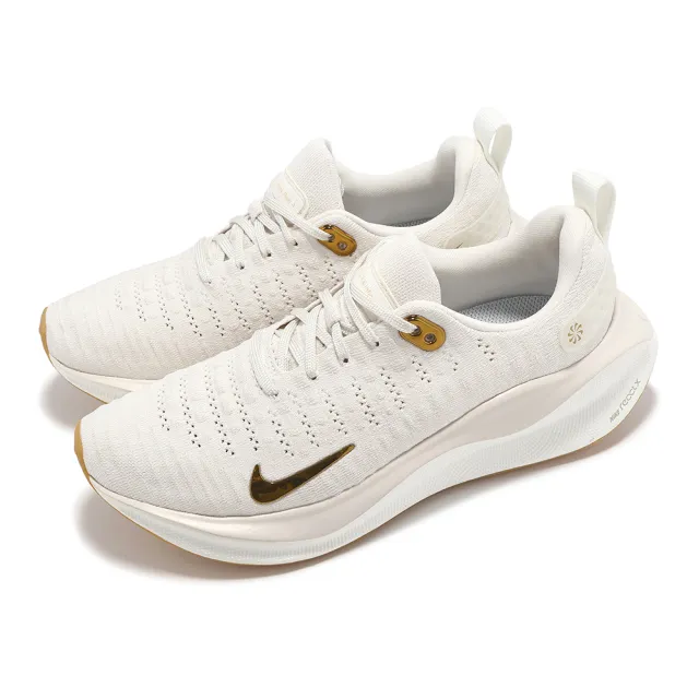 【NIKE 耐吉】慢跑鞋 Wmns Reactx Infinity Run 4 女鞋 米白 金 防潑水鞋面 運動鞋(DR2670-013)