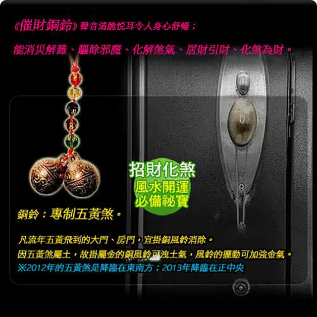 【開運億姊】2入組-六字箴言雙銅鈴五帝錢款-居家風水開運旺九紫離火運(同葫蘆/山海鎮/五帝錢功效)