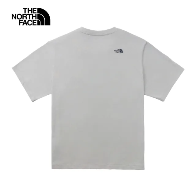 【The North Face 官方旗艦】北面男女款灰色胸前LOGO口袋短袖T恤｜88G4A0M(上衣/LOGO)