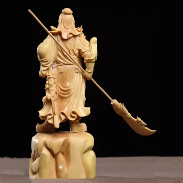 【八方開運】小葉黄楊木精雕威武撫鬚關公武財神(關羽擺件家居裝飾品工藝品)