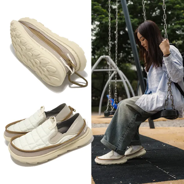 【MERRELL】休閒鞋 Hut Moc 2 Packable 女鞋 米白 抗撕裂 輕量 便攜 戶外鞋(ML006644)