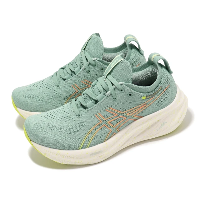 asics 亞瑟士 慢跑鞋 GEL-Nimbus 26 女鞋 綠 米白 緩衝 厚底 運動鞋 亞瑟士(1012B601301)