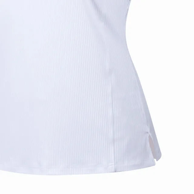 【PING】女款葉紋配布吸濕排汗抗UV立領短袖上衣-白(GOLF/高爾夫球衫/RA24120-87)