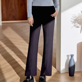 【H2O】前開岔直筒褲 #3658013(黑/咖色)