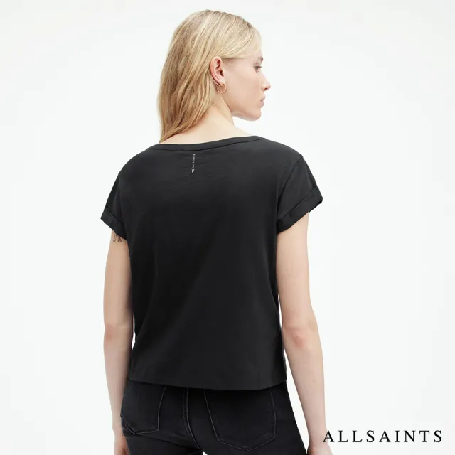 【ALLSAINTS】ANNA 柔軟純棉V領短袖T恤-黑 WM640Z(修身版型)