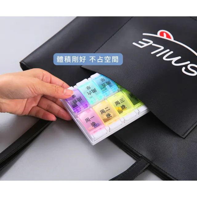 【藥品收納王】鋼琴按壓式透明1周藥盒-14格(早晚分格 收納盒 分裝 密封盒 飾品盒 零件盒 隨身藥盒 旅行)