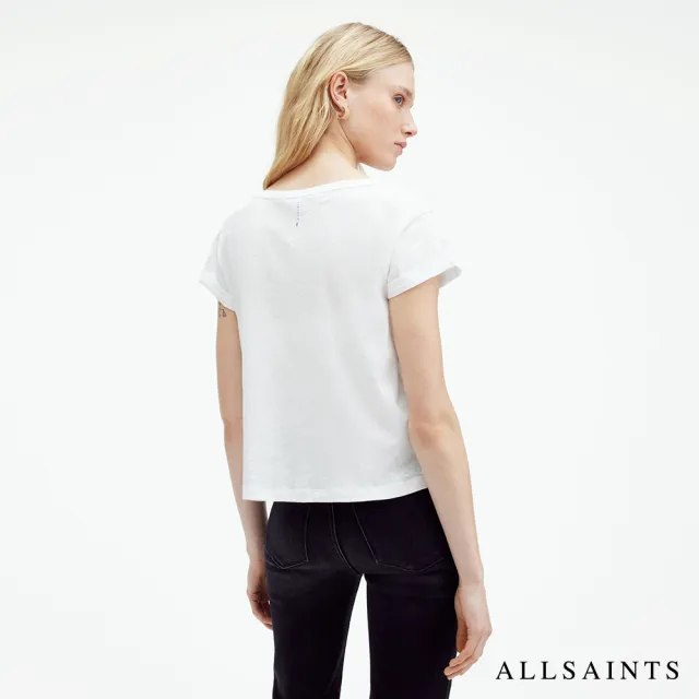 【ALLSAINTS】ANNA 柔軟純棉V領短袖T恤-白 WM640Z(修身版型)