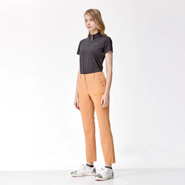【PING】女款單面緹花吸濕排汗高爾夫立領短袖上衣-黑(GOLF/高爾夫球衫/RA24118-88)