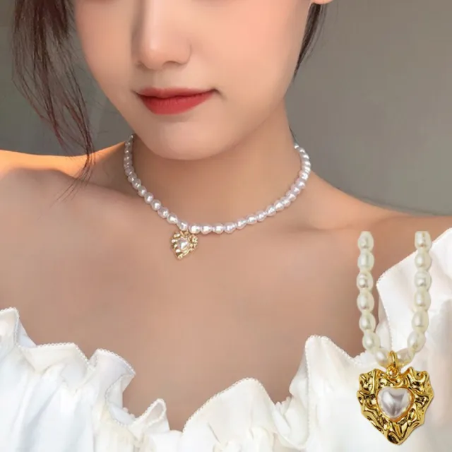【MoonDy】包包 項鍊女 歐美項鍊 巴洛克珍珠項鍊 韓國項鍊  鎖骨鏈 珍珠項鍊 復古項鍊 愛 