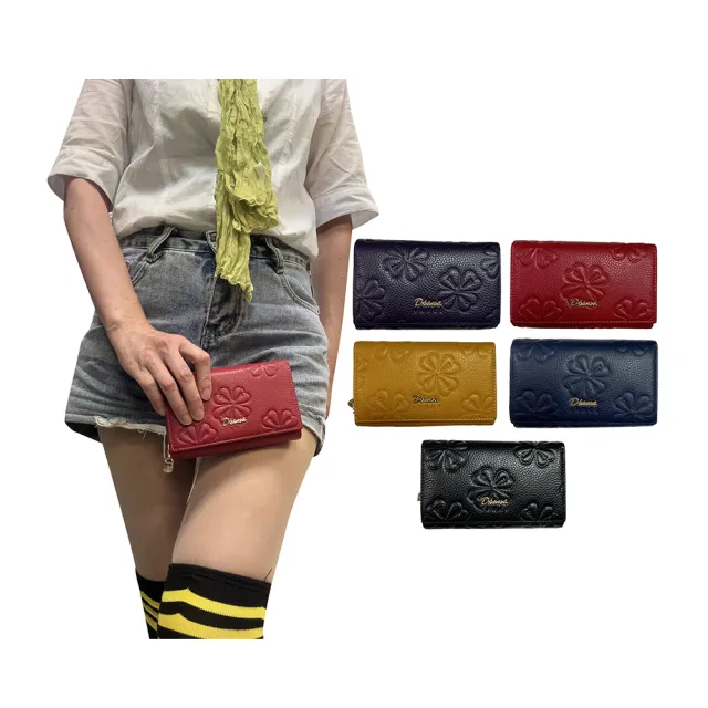 【SNOW.bagshop】雙11 Diaua 中夾 100%進口牛皮革 二折暗扣型主袋 多夾層