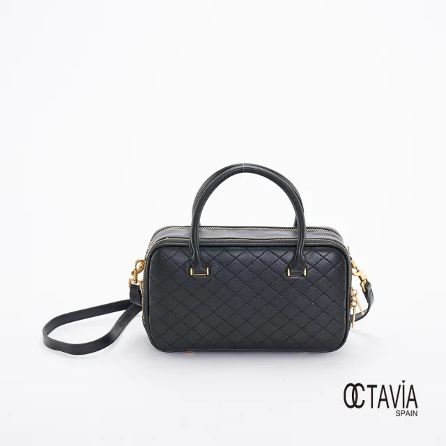【OCTAVIA 8】雙11 OCTAVIA8 真皮- 方的原則  雙層四方菱格車線肩斜背包- 名模黑(OCTAVIA 8 2024