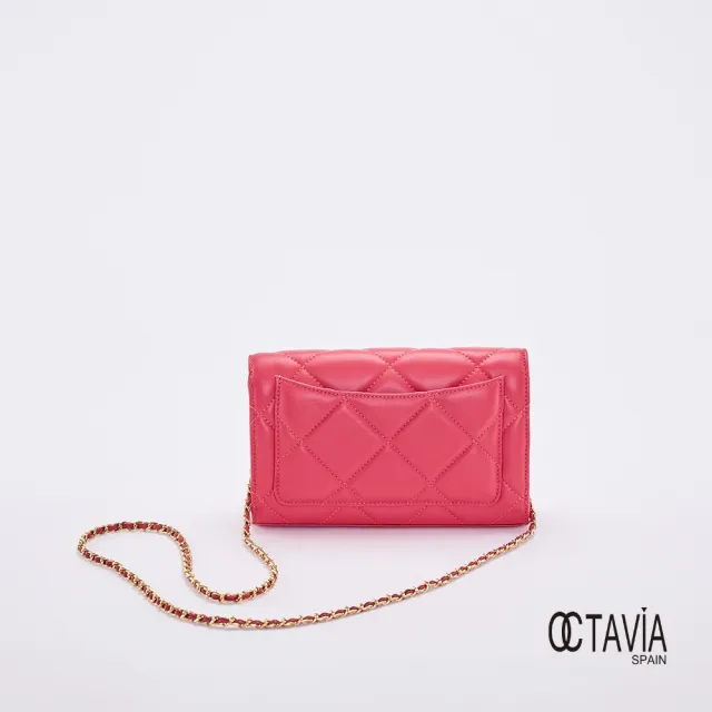【OCTAVIA 8】雙11 OCTAVIA8 真皮- 小脾氣 羊皮大菱格信封式鍊條肩斜二用包 - 腮粉