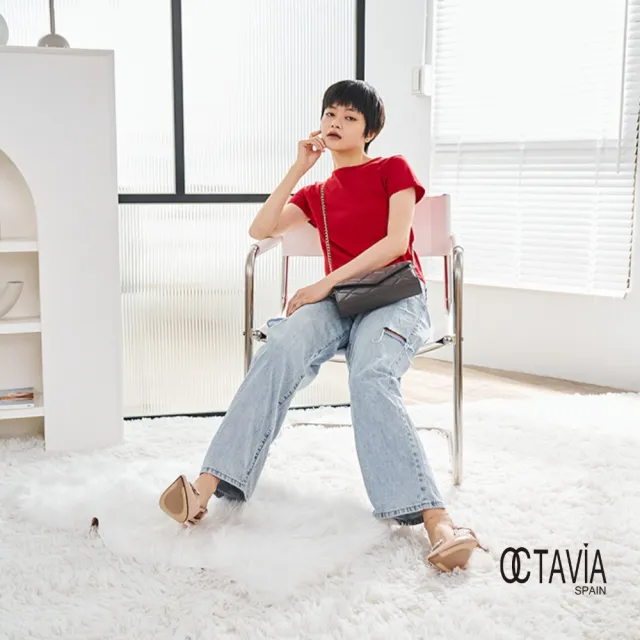 【OCTAVIA 8】雙11 OCTAVIA8 真皮- 小脾氣 羊皮大菱格信封式鍊條肩斜二用包 - 鐵灰