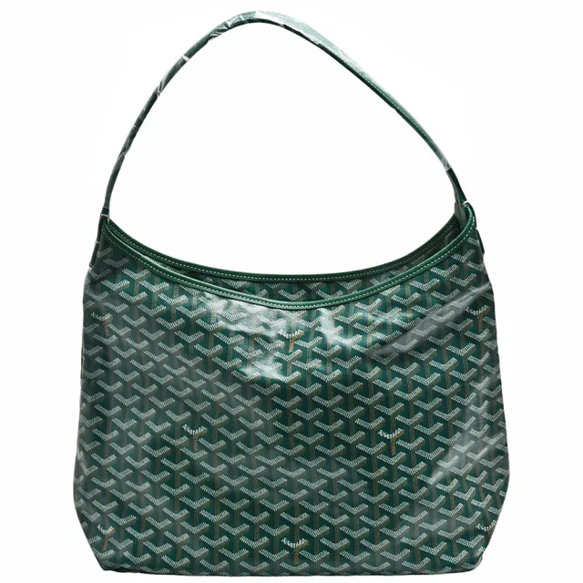 【GOYARD 高雅德】經典HOBO BAG系列印花防水帆布單肩購物包(綠色SAC-HOBO-BOHEME-PM-GREEN)