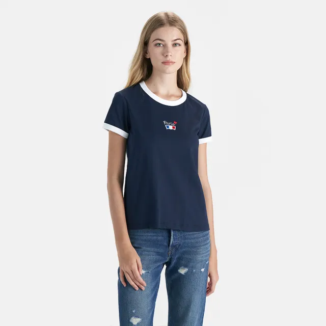 【LEVIS 官方旗艦】女款 三色 LOGO Batwing Tee  巴黎浪漫系列 人氣新品 0023O-0001