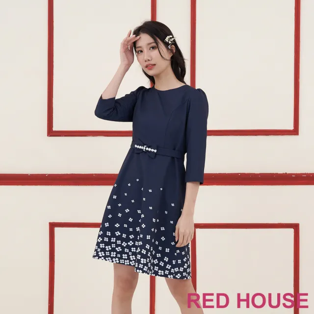 【RED HOUSE 蕾赫斯】氣質裙襬小花洋裝(共2色)