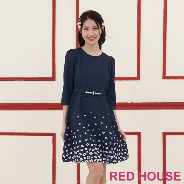 【RED HOUSE 蕾赫斯】氣質裙襬小花洋裝(共2色)