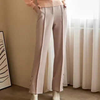 【H2O】側面下擺門襟修身靴型褲 #3658010(黑/粉色)