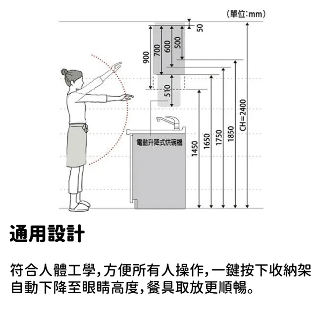 【Panasonic 國際牌】電動升降烘碗機JUG1U090ZD7W /日本原裝台灣總代理公司貨(不含安裝)